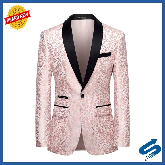 Men's Floral Paisley Tuxedo Jacket Slim Fit Formal Blazer Wedding Prom